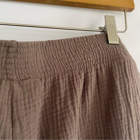 NWT JULES & LEOPOLD brown 100% cotton gauze pants pull-on Casual Wide leg size L - Picture 5 of 9
